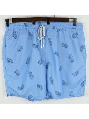 Kirkland Signature Men's 2XL Blue Pineapple Pull On Swim Trunks